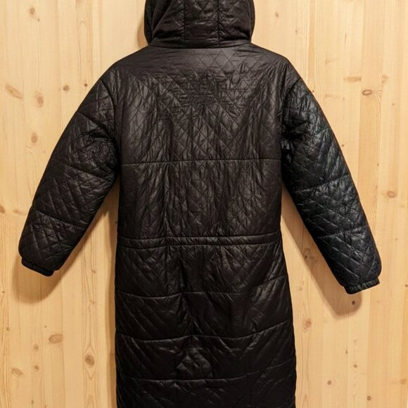 🧥 Women's Long Quilted Winter Parka, Black, SUPER WARM, Hooded Pockets. EXC (S) - Picture 4 of 9